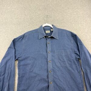 L.L. Bean Denim Shirt M Chambray Button Down Long Sleeve Workwear Pocket VTG
